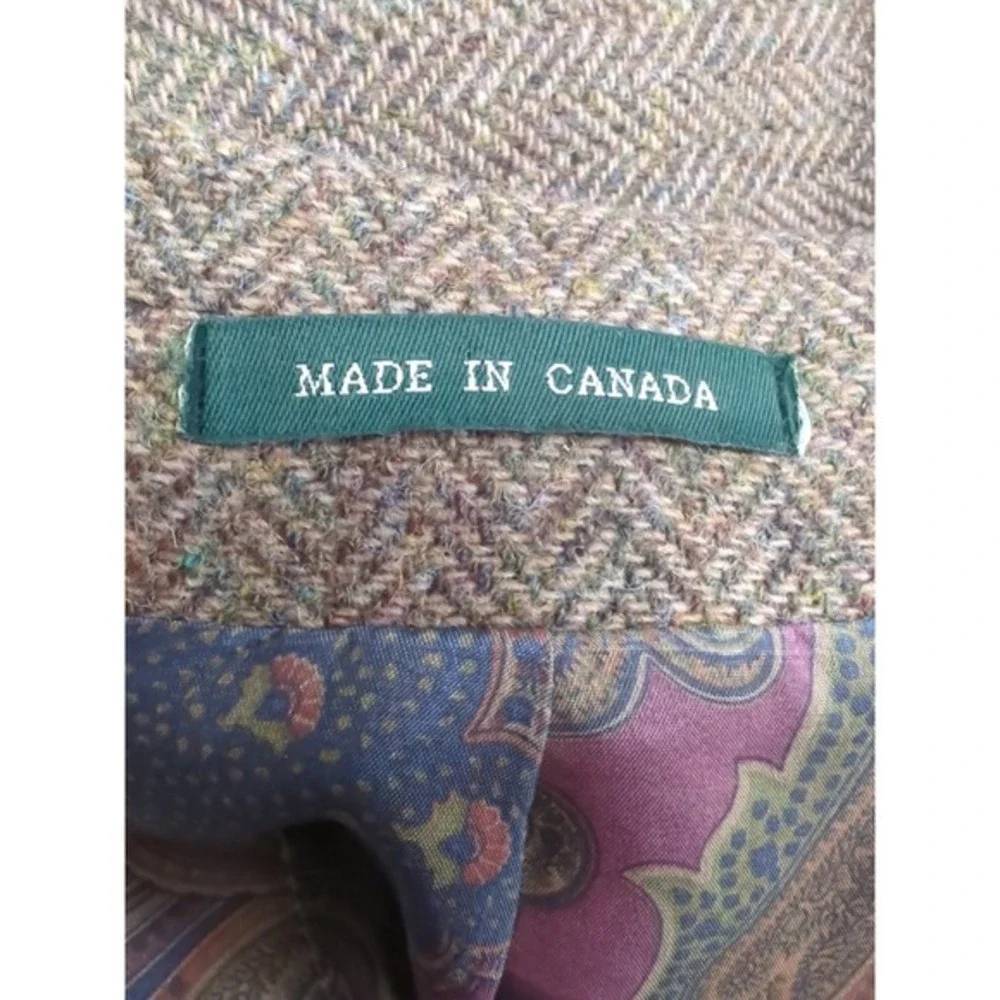 Lauren Ralph Lauren Blazer 44R Brown Herringbone 100% Wool Canada Union Made '98